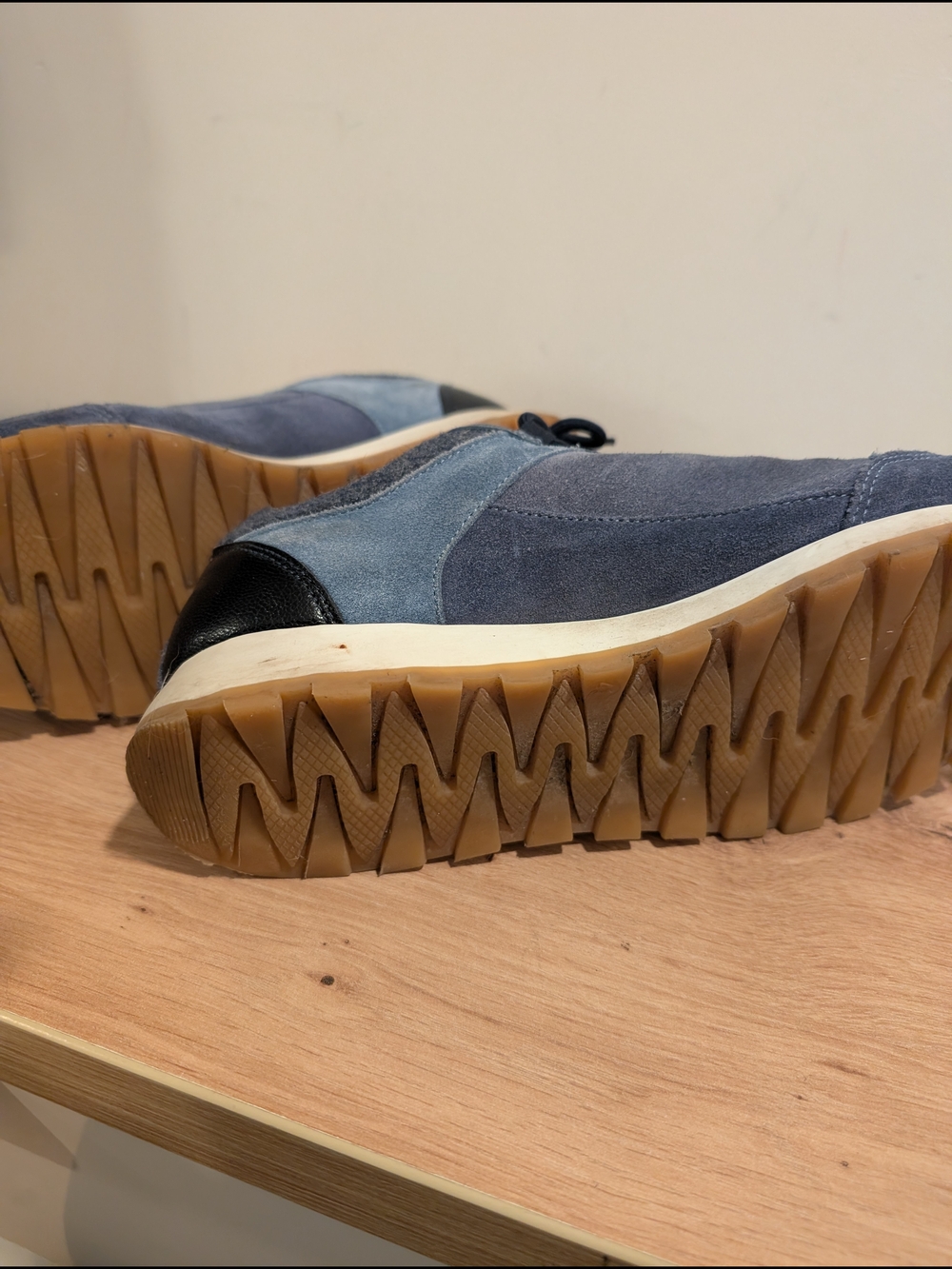 Sezane Blue and Cream Suede Lace-Up Sneakers - Picture 6 of 7